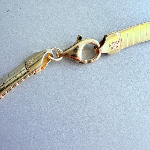 18K Vermeil 5.5mm Omega Gooseneck 18" Reversible Chain Necklace Sterling Silver - Picture 3 of 7